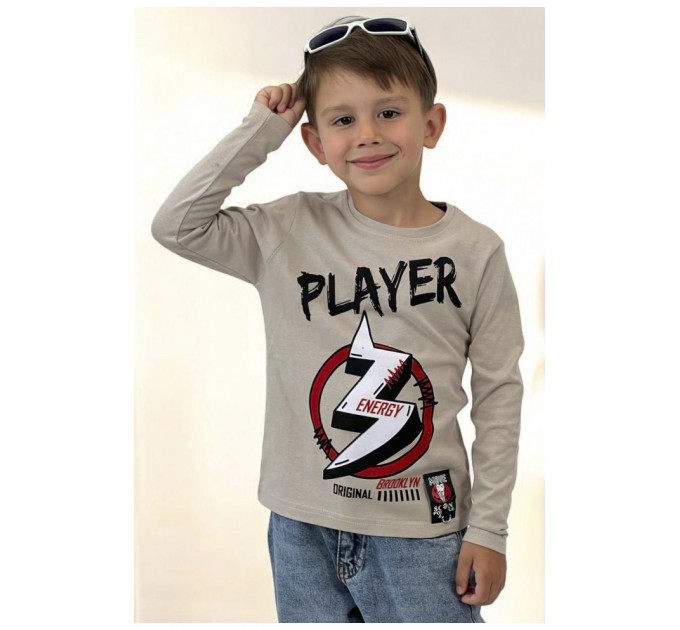 Лонгслив детский для мальчика бежевого цвета 196566L
