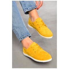 Туфлі жіночі замшеві гірчичного кольору на шнурівці 196742L