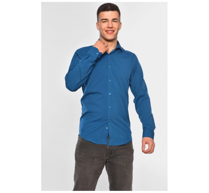 Сорочка чоловіча однотонна ізумрудного кольору 196897L