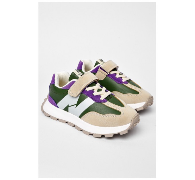 Кросівки дитячі кольору хакі на ліпучці 197421L