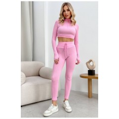 Спортивний костюм жіночий однотонний рожевого кольору 198399L