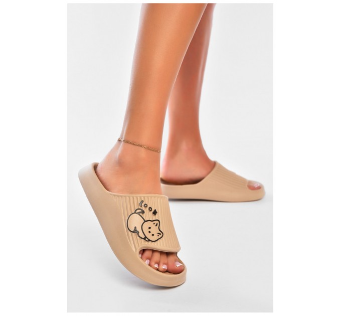 Шльопанці піна жіночі темно-бежевого кольору 199278L