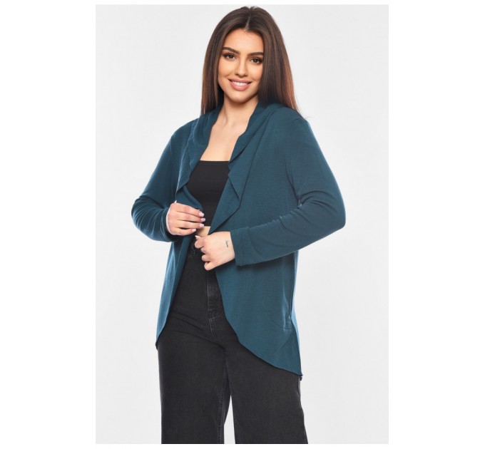 Жіночий кардиган однотонний смарагдового кольору 199336L