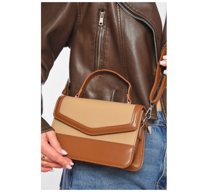 Сумка женская из экокожи светло-коричневого цвета 199614L