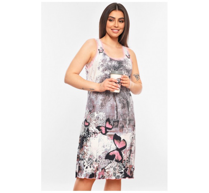 Нічна сорочка жіноча білого кольору з принтом 199820L