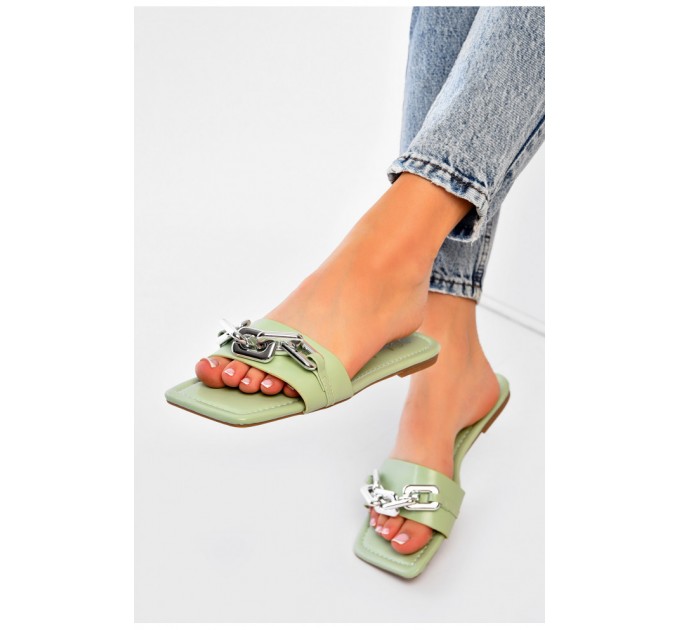 Шлепанцы женские мятного цвета 200282L