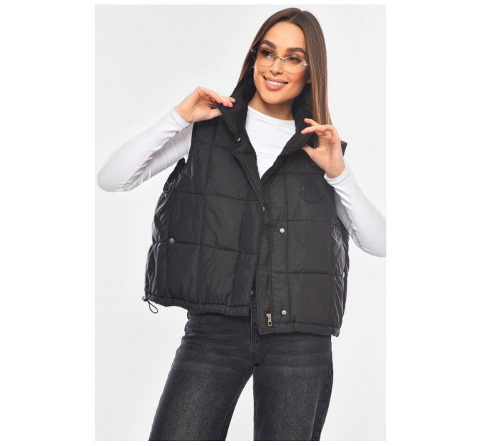 Жилетка женская однотонная черного цвета 200300L