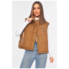 Жилетка жіноча однотонна коричневого кольору 200301L