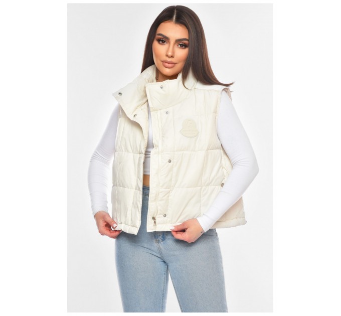 Женская жилетка однотонная белого цвета 200302L