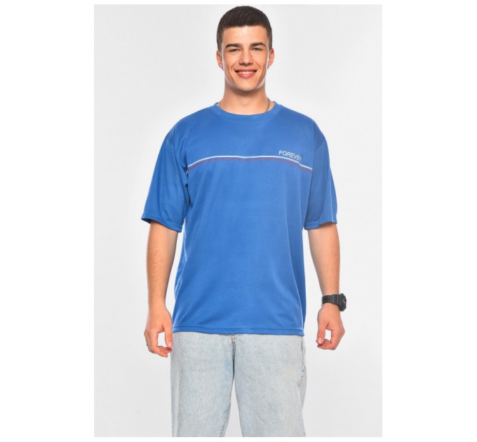 Футболка чоловіча батальна синього кольору 200454L