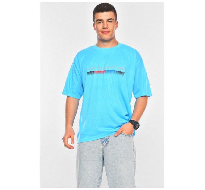 Футболка чоловіча батальна блакитного кольору 200464L