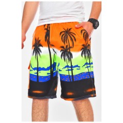 Шорти чоловічі помаранчевого кольору з принтом 200591L
