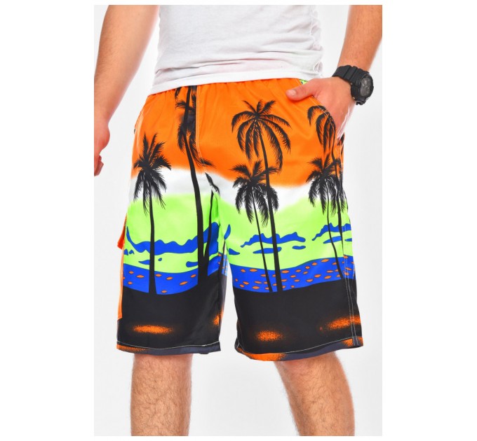 Шорти чоловічі помаранчевого кольору з принтом 200591L