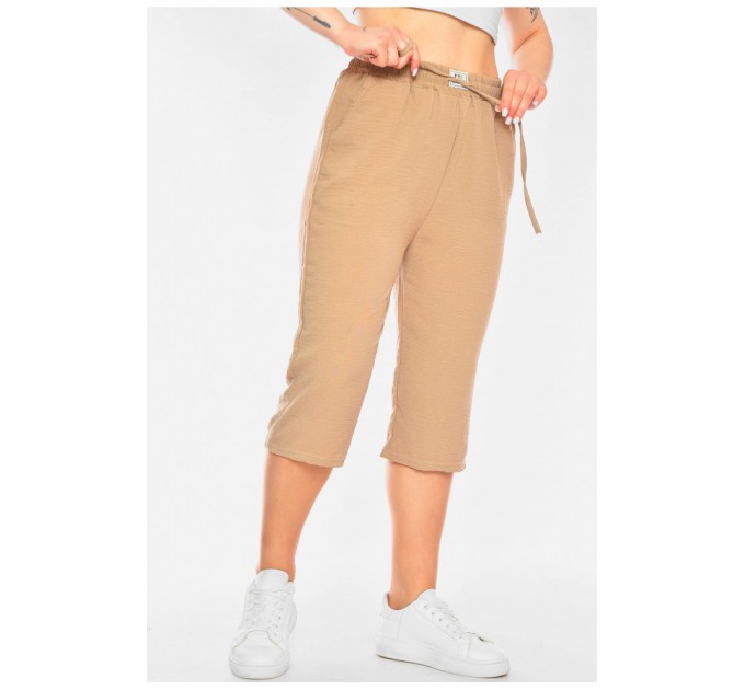 Бриджи женские полубатальные бежевого цвета 201026L.