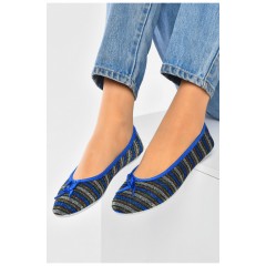 Мокасини жіночі синього кольору в різнокольорову смужку 201236L Мокасини жіночі синього кольору в різнокольорову смужку 201236L
