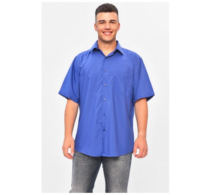 Сорочка чоловіча батальна синього кольору 201436L