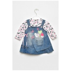 Сарафан+лонгслів дитячі для дівчинки синього кольору 201747L