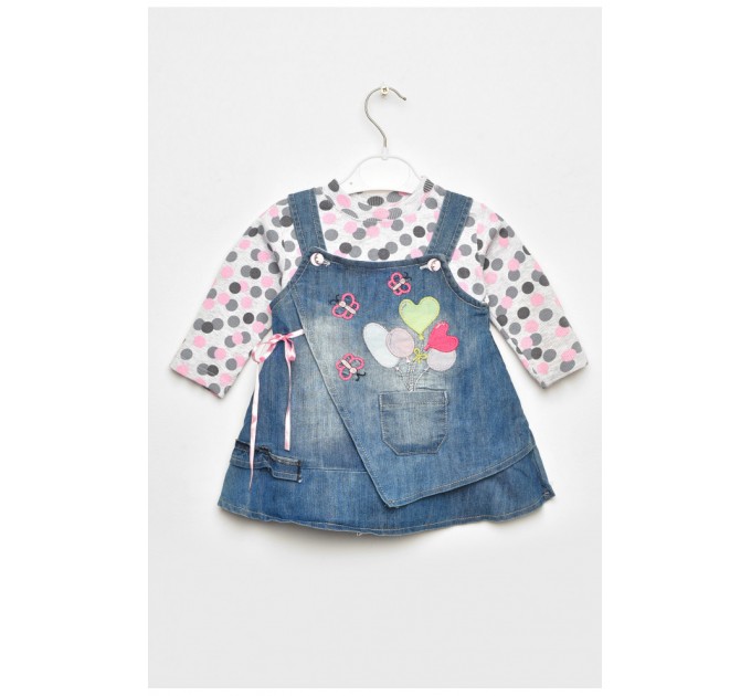 Сарафан+лонгслів дитячі для дівчинки синього кольору 201747L