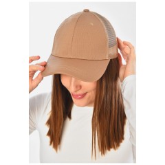 Кепка жіноча темно-бежевого кольору 202019L