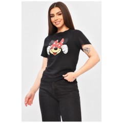 Футболка жіноча чорного кольору з принтом 202111L