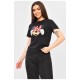 Футболка жіноча чорного кольору з принтом 202111L Футболка жіноча чорного кольору з принтом 202111L