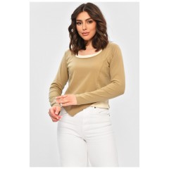 Женская кофта однотонная бежевого цвета 202295L