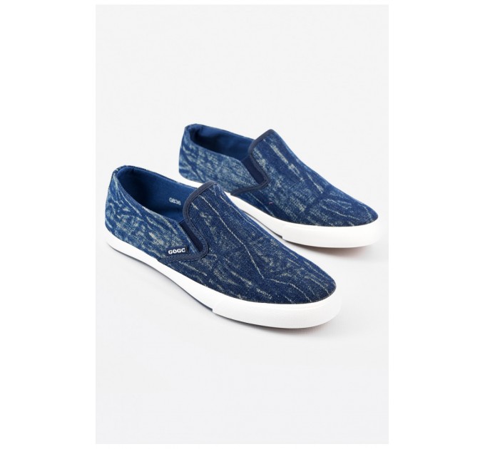 Мокасини чоловічі синього кольору текстиль 202712L