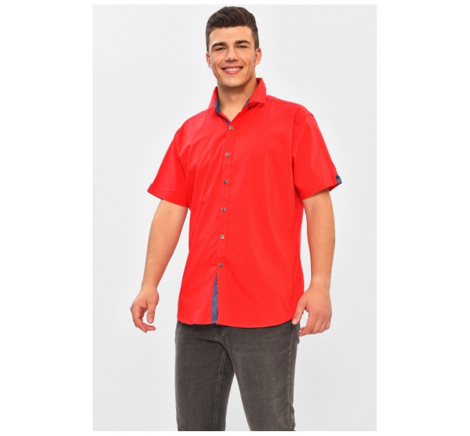 Мужская рубашка однотонная красного цвета 202908L