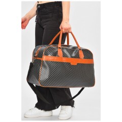 Сумка дорожня унісекс екошкіра темно-синього кольору з принтом 202935L