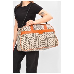 Сумка дорожня унісекс екошкіра бежевого кольору з принтом 202937L