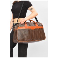 Сумка дорожня унісекс екошкіра коричневого кольору з принтом 202938L
