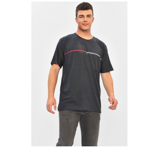 Футболка чоловіча батальна темно-сірого кольору 203051L