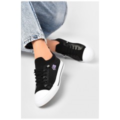 Кеди жіночі чорного кольору на шнурівці текстиль 203131L