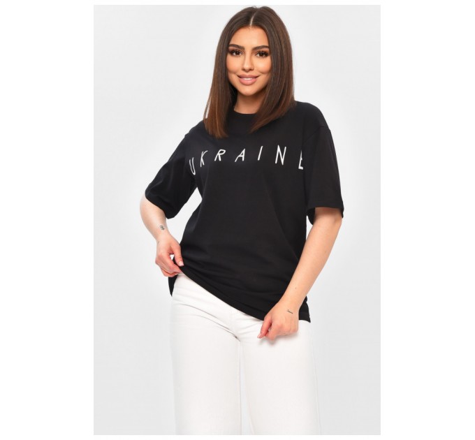Футболка женская полубатальная черного цвета 203207L