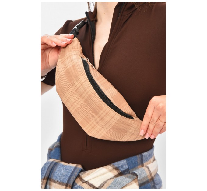 Бананка жіноча бежевого кольору з принтом 203253L