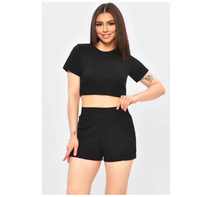 Костюм жіночий однотонний чорного кольору 203340L