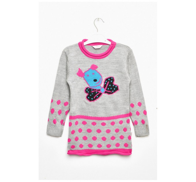 Туніка дитяча для дівчинки сірого кольору з принтом 203373L