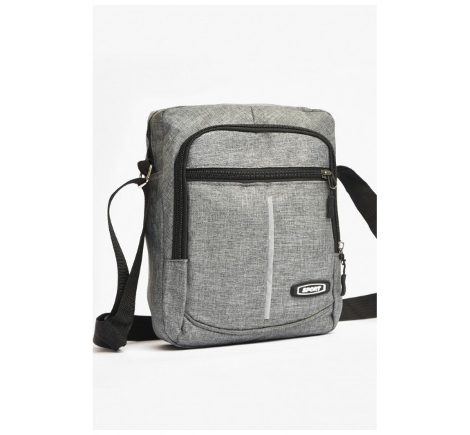 Мужская сумка через плечо текстиль серого цвета 203622L