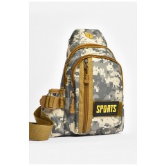 Сумка чоловіча через плече текстиль сірого кольору з принтом 203623L