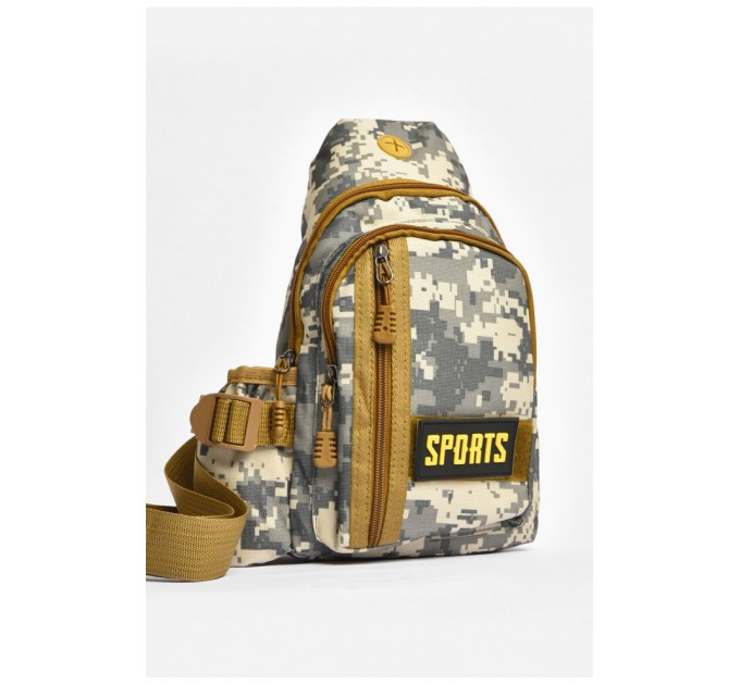 Мужская сумка через плечо текстиль серого цвета с принтом 203623L