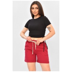 Шорты женские однотонные бордового цвета 203870L