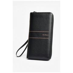 Гаманець-портмоне чоловічий з екошкіри чорного кольору 204002L