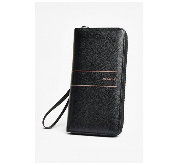 Кошелек-портмоне мужской из экокожи черного цвета 204002L