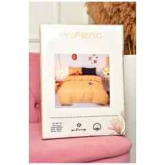 Комплект постільної білизни бежево-гірчичного кольору півторка 204088L