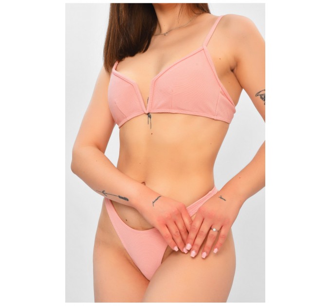 Купальник жіночий однотонний рожевого кольору 204181L