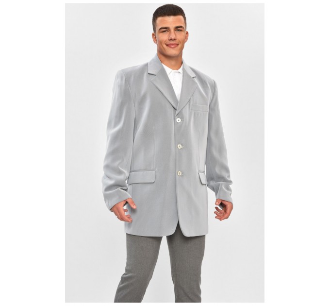 Піджак чоловічий однотонний сірого кольору 204327L