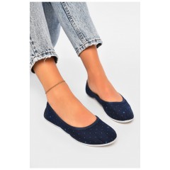 Балетки жіночі темно-синього кольору текстиль 204388L