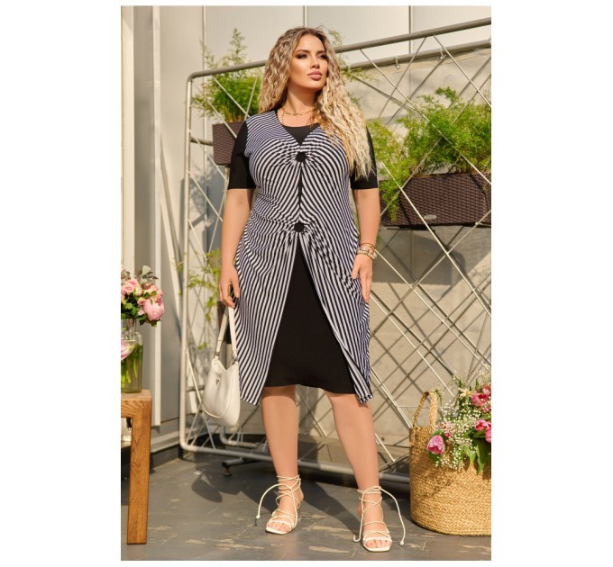 Сукня жіноча батальна чорно-білого кольору з принтом 204426L