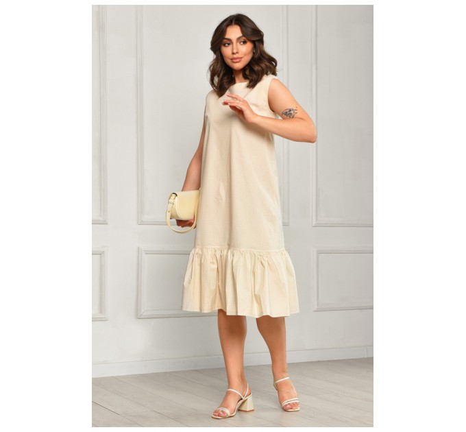 Сукня жіноча бежевого кольору з принтом 204533L