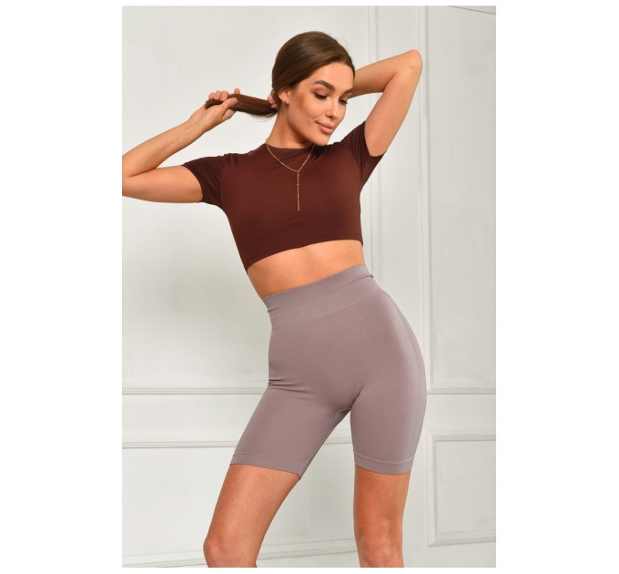 Велосипедки женские push-up однотонные сиреневого цвета 204549L